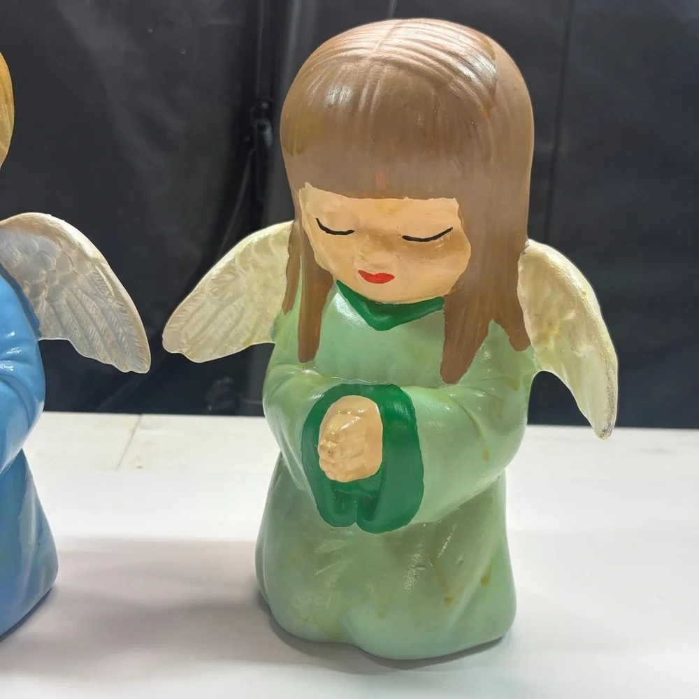 Vintage Scioto Ceramic Set Hand Painted Pastel Children Boy Girl Angels Baby 78